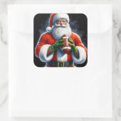 Der Weihnachtsmann in festlicher Kleidung Quadratischer Aufkleber (Tasche)