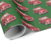 Der Weihnachtsmann in Fiat 500 Geschenkpapier (Rolleneckpunkt)