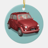 Der Weihnachtsmann in Fiat 500 Keramikornament (Vorne)