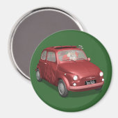 Der Weihnachtsmann in Fiat 500 Magnet (Vorderseite/Rückseite)