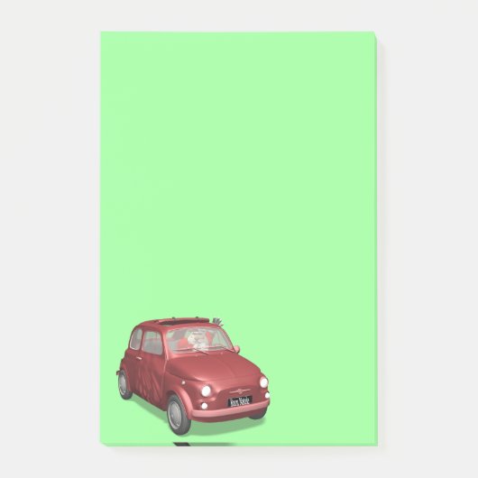 Der Weihnachtsmann in Fiat 500 Post-it Klebezettel (Vorderseite)