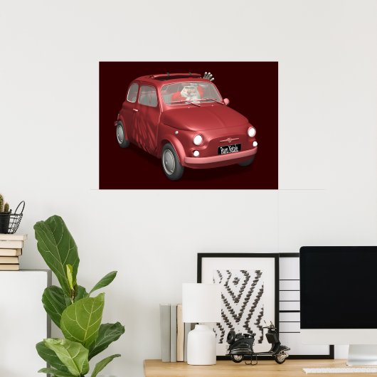 Der Weihnachtsmann in Fiat 500 Poster (Heimbüro)