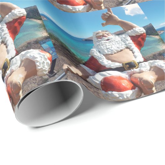 Der Weihnachtsmann in Hawaii Geschenkpapier (Rolleneckpunkt)