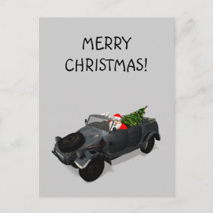 Der Weihnachtsmann in Kuebelwagen Feiertagspostkarte