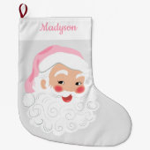 Der Weihnachtsmann in Pink Hat Vintag Großer Weihnachtsstrumpf (Vorderseite)