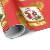 Der Weihnachtsmann in Rot und Golden Rahmen mit Rä Geschenkpapier (Rolleneckpunkt)