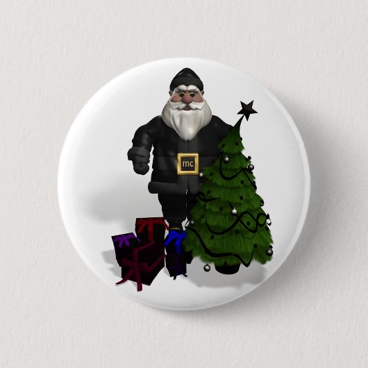 Der Weihnachtsmann in schwarzem Leder Button (Vorderseite)