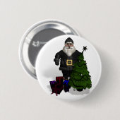 Der Weihnachtsmann in schwarzem Leder Button (Vorne & Hinten)