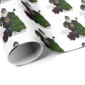 Der Weihnachtsmann in schwarzem Lederkleid Geschenkpapier (Rolleneckpunkt)