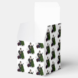 Der Weihnachtsmann in schwarzem Lederkleid Geschenkschachtel