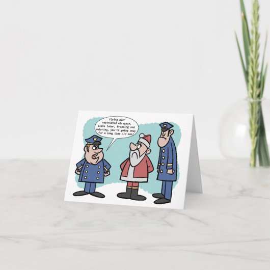 Der Weihnachtsmann in Schwierigkeiten Dankeskarte (Vorderseite)