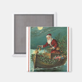 Der Weihnachtsmann in seinem Boot Magnet (Vorderseite/Rückseite)