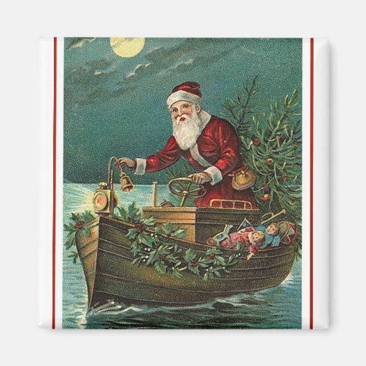 Der Weihnachtsmann in seinem Boot Magnet (Vorne)