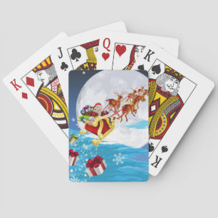 Der Weihnachtsmann in seinem Schlitten Spielkarten