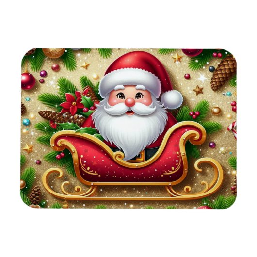Der Weihnachtsmann in Sleigh Magnet (Horizontal)