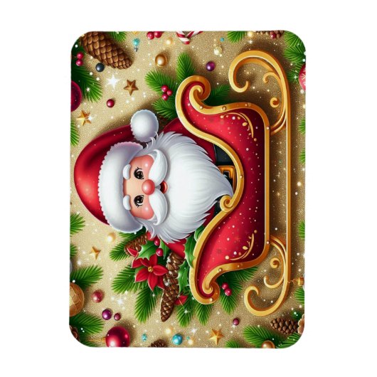 Der Weihnachtsmann in Sleigh Magnet (Vertikal)