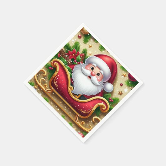 Der Weihnachtsmann in Sleigh Serviette (Ecke)
