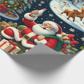 Der Weihnachtsmann in verschiedenen fröhlichen Akt Geschenkpapier (Ecke)