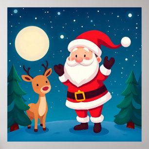 Der Weihnachtsmann in zauberhafter Winterlandschaf Poster