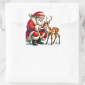 Der Weihnachtsmann interagiert mit einem sanften R Quadratischer Aufkleber (Tasche)
