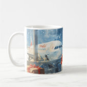 Der Weihnachtsmann ist am Flughafen Kaffeetasse (Links)