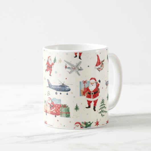 Der Weihnachtsmann ist am Flughafen Kaffeetasse (VorderseiteRechts)