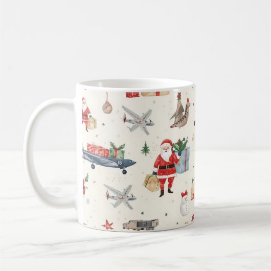 Der Weihnachtsmann ist am Flughafen Kaffeetasse (Links)