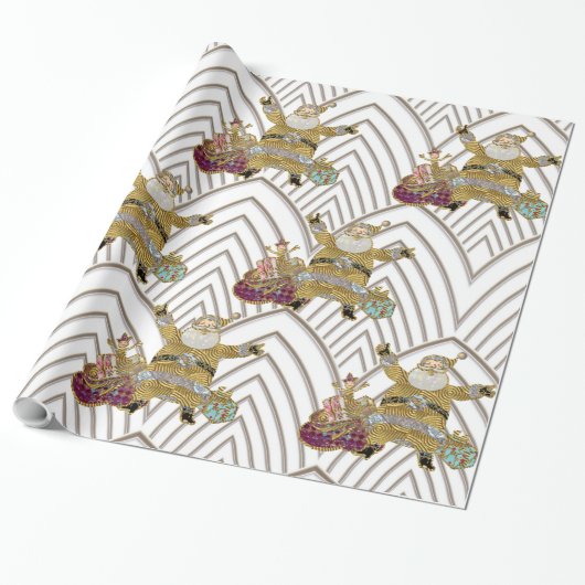 Der Weihnachtsmann ist auf dem Weg zu Weihnachten Geschenkpapier (Ungerollt)