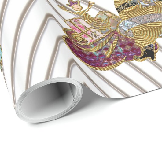 Der Weihnachtsmann ist auf dem Weg zu Weihnachten Geschenkpapier (Rolleneckpunkt)