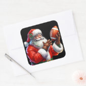 Der Weihnachtsmann ist bereit für Fußball im Dezem Quadratischer Aufkleber (Umschlag)