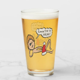 Der Weihnachtsmann ist hier Weihnachten Spaß Glas