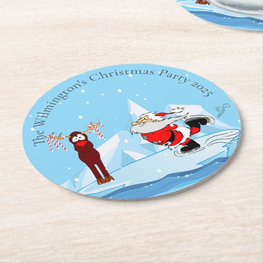 Der Weihnachtsmann kann Weihnachten Party nicht Sk Runder Pappuntersetzer (Angewinkelt)