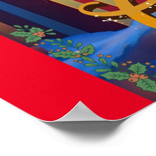 Der Weihnachtsmann kommt aus dem Schornstein! Poster (Ecke)