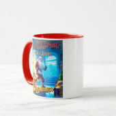 Der Weihnachtsmann kommt aus dem Schornstein! Tasse (Vorderseite Links)