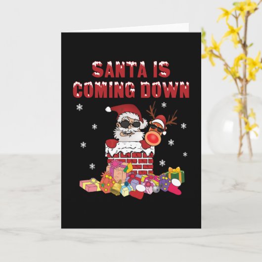 Der Weihnachtsmann kommt den Schornstein herunter Karte (Gelbe Blume)