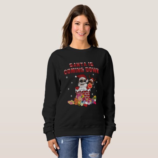 Der Weihnachtsmann kommt den Schornstein herunter Sweatshirt (Vorne ganz)
