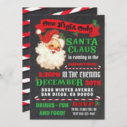 Der Weihnachtsmann kommt in das Weihnachtsfest Par Einladung (Vorne/Hinten)