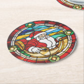 Der Weihnachtsmann kommt in den verketteten Glass Runder Pappuntersetzer (Angewinkelt)