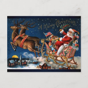 Der Weihnachtsmann kommt in die Stadt Feiertagspostkarte