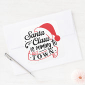 Der Weihnachtsmann kommt in die Stadt Quadratischer Aufkleber (Umschlag)