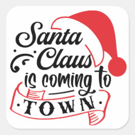 Der Weihnachtsmann kommt in die Stadt Quadratischer Aufkleber