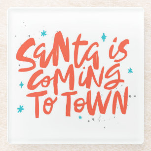 Der Weihnachtsmann kommt in die Stadtplanung Glasuntersetzer