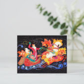 Der Weihnachtsmann kommt in drei Pferdeschenwagen, Postkarte (Stehend Vorderseite)