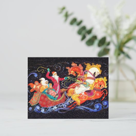 Der Weihnachtsmann kommt in drei Pferdeschenwagen, Postkarte (Stehend Vorderseite)