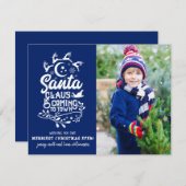 Der Weihnachtsmann kommt ins Foto Feiertagskarte (Vorne/Hinten)