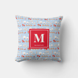 Der Weihnachtsmann kommt mit dem Rentier Monogram  Kissen