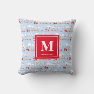Der Weihnachtsmann kommt mit dem Rentier Monogram Kissen