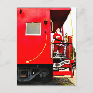 Der Weihnachtsmann kommt mit dem Zug Postkarte