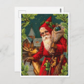 Der Weihnachtsmann kommt mit einer Tasche voller G Postkarte (Vorne/Hinten)