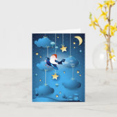 Der Weihnachtsmann kommt mit geklappter Grußkarte Karte (Gelbe Blume)